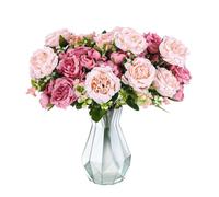 Yuxava Bouquets Pivoines Artificielles, 5 Bouquet de Fleurs Artificielles, Fleurs Artificielles Haut de Gamme, Rose Pivoines, en Soie Bouquets Mariage, Centre de Table, Maison, Fête, Décoration