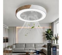 YuYe Ventilateur de plafond avec éclairage | Luminaire-ventilateur de plafond | 3 températures de couleur et 6 vitesses | Ventilateur de plafond LED silencieux et dimmable avec lampe (B)