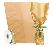 YUYTE 50pcs Sacs D'emballage de Fleurs Manches Enveloppes de Bouquet avec Ruban Vert Papier Kraft Imperméable pour Magasins de Fleurs Mariages Cadeaux D'anniversaire (Universel)