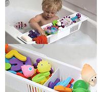 YUYTE Accessoires de Salle de Bain, étagère de Bain Extensible - Plateau de Rangement pour Jouets de et Accessoires de Baignoire, s'adapte à la Plupart des baignoires. (White)