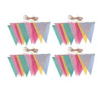 YUYTE Banderole Triangulaire Suspendue, Fanion, Drapeaux avec 4 Cordes en Lin, pour Fête D'anniversaire, Décoration Extérieure, 48 Pièces