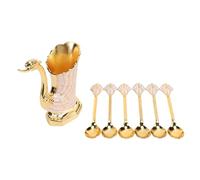 YUYTE Ensemble de Porte-Cuillères à café en Forme de Cygne doré, avec 6 Cuillères, Base en Alliage pour Remuer le thé, Dessert, Décoration de la Maison