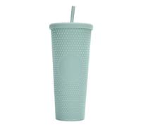 YUYTE Mat clouté de Grande capacité de 710ML/24OZ, Gobelet en Plastique Réutilisable avec Large Ouverture, Couvercle étanche et Paille, pour Boissons Chaudes et Froides (Vert menthe)