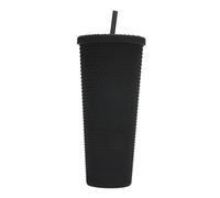 YUYTE Mat clouté de Grande capacité de 710ML/24OZ, Gobelet en Plastique Réutilisable avec Large Ouverture, Couvercle étanche et Paille, pour Boissons Chaudes et Froides (BLACK)
