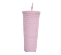 YUYTE Mat clouté de Grande capacité de 710ML/24OZ, Gobelet en Plastique Réutilisable avec Large Ouverture, Couvercle étanche et Paille, pour Boissons Chaudes et Froides (violet clair)