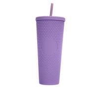 YUYTE Mat clouté de Grande capacité de 710ML/24OZ, Gobelet en Plastique Réutilisable avec Large Ouverture, Couvercle étanche et Paille, pour Boissons Chaudes et Froides (violet foncé)