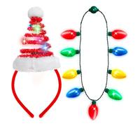 YUYWWAN Ensemble de Serre Tete Lumineux et Collier LED de Noël, Bandeau de Noel avec LED, Bandeaux de Noël Brillant, Accessoire de Noel pour Enfants et Adultes Fêtes de Noel Carnavals