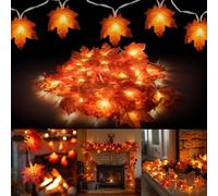 YUYWWAN Guirlande Automne Lumineuse, 3 Mètres 20 LED Lumière Feuille D'érable, Décoration Automne LED, Lumineuses en Feuilles D'érable pour Automne Fêtes, Halloween, Thanksgiving