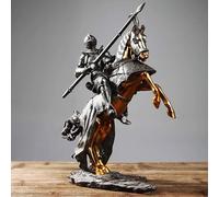 YUZDNM 3D Statue Sculpture Figurine - Statue Ornementale en Armure De Chevalier, Sculpture De Chevalier À Cheval, Figurine Décorative pour La Maison, Statue Décorative pour Le Bureau(A)