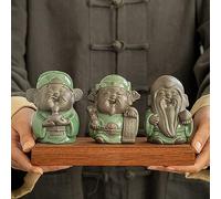 YUZDNM 3PCS Art Figurine - Sculpture Statue De Décoration Intérieure, Mini Statue des Trois Dieux Fu Lu Shou en Céramique, Sculpture Feng Shui Fuk Faite À La Main, pour Décoration D'autel De Maison