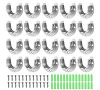 YUZDNM Lot de 20 supports de tringle à rideaux en acier inoxydable de 3,2 cm (1-1/4 pouce), robustes et en forme de U(Silver)