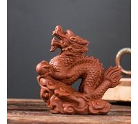 YUZDNM Statue de Dragon, Statue de Dragon du Zodiaque Chinois Couleur Sable Violet, Symbole de succès et de santé, Figurine de Dragon de thé de 10,7 cm de Haut(Brown)
