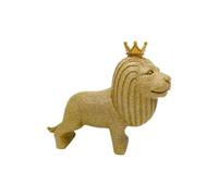 YUZDNM Statue de Lion en résine texturée Sable avec Couronne dorée | Statue de Lion à Couronne majestueuse, Symbole de Puissance et de Leadership, pour la Maison, Le Bureau