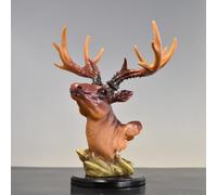 YUZDNM Statue Sculpture Figurine - Décoration Murale en Résine (Imitation Tête De Cerf) - Figurine De Collection, Ornement pour Salon, Bureau Ou Étagère - Idée Cadeau(B)