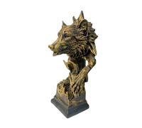 YUZDNM Statue Sculpture Figurine - Sculpture de tête de Loup en résine, Objet décoratif rétro, Figurine réaliste, Buste de Loup pour Bureau ou Hall d'entrée