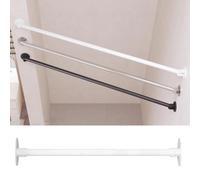 YUZDNM Support mural pour tringle de placard, tringle de douche inclinée et rétractable, recoupable à la longueur souhaitée pour préserver l'intimité dans la salle de bain(White,190-255cm(74"-100"))