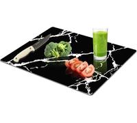 Yuzeyurun Planche à découper en verre aspect marbre 40 x 30 cm - Planche à découper design en verre de sécurité trempé - Couvre-plaque de cuisson résistante à la chaleur - Antidérapante, anti-rayures