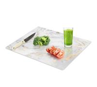 Yuzeyurun Planche à découper en verre aspect marbre 40 x 30 cm - Planche à découper design en verre de sécurité trempé - Couvre-plaque de cuisson résistante à la chaleur - Antidérapante, anti-rayures