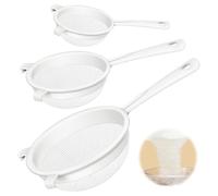 YUZHEDM 3 Pièces passoire plastique Passoire Cuisine entonnoir cuisine égouttoir Vec Poignée et Trou D’Accroche, Polyv，pour et Légumes, Tamis à Riz Filtrer Le Jus, Le Café, Miel Blanc