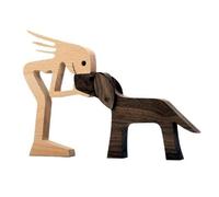 YUZHEDM en Bois Sculpture de Chien Ornement Figurines Ensembl Drôle de Chien Figurine Cadeaux Sculpture de Chien Convient pour Offrir à la Famille, aux Amis, aux Enfants Un Cadeau Chaleureux.