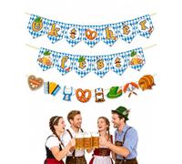 YUZNA Guirlande Papier Oktoberfest 2 Pièces, Sans Outil & Imperméable, Déco Bavaroise Pour Ambiance Wiesn Jardin & Tente À Bière