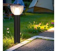 YVAMNAD Lampes De Jardin avec Télécommande Solaire, Lampadaires Modernes D'extérieur avec Abat-Jour Étanches en Acrylique, Bornes Lumineuses LED Solaires Noires pour Allées De Garage Et De Couloir.