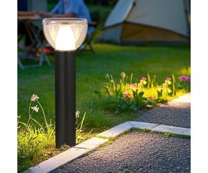 YVAMNAD Lampes De Jardin avec Télécommande Solaire, Lampadaires Modernes D'extérieur avec Abat-Jour Étanches en Acrylique, Bornes Lumineuses LED Solaires Noires pour Allées De Garage Et De Couloir.