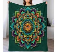 YVASPQRTW Design Artistique Vision Nature Esthétique Symétrique Plaid en Polaire, Art Mandala Bohème Couverture Épaisse Et Chaude pour Canapé, 50x60inch(127x152cm)