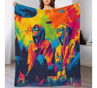 YVASPQRTW Duo d'Aliens Futuristes Plaid en Flanelle Résistant À La Décoloration, Couverture Douce Thème Scène Aventure Forêt Galaxie Espace Hommes Femmes, 50x60inch(127x152cm)