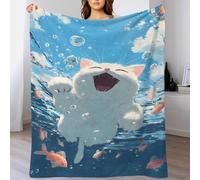YVASPQRTW Exploration de Crâne Cool Plaid en Polaire Douce, Couverture Résistante À La Décoloration Style Nuage Champignon Explosion Filles Garçons, 40x50inch(100x130cm)