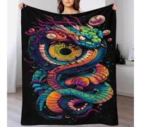 YVASPQRTW Impression 3D Graphique Reptile de Jungle Faune Nature Couverture Flanelle, Art Serpent de Forêt Plaid Peluche Douce pour Canapé, 50x60inch(127x152cm)