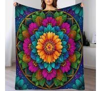 YVASPQRTW Impression 3D Style Meditation Spirituelle Harmonie Nature Couverture en Flanelle, Mandala Œil Mystique Plaid Moelleux Jeté De Chaise Lit, 50x60inch(127x152cm)
