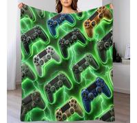YVASPQRTW Impression Numérique Jeu Vidéo Moderne Fun Numérique Couverture en Flanelle, Manette Futuriste Contrôle Jeté De Canapé Salon Lit Confort, 50x60inch(127x152cm)