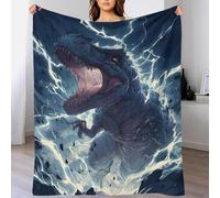YVASPQRTW Lavable en Machine Art Prédateur Préhistorique en Forêt Couverture en Flanelle, Vision d'action de Dinosaurie Plaid Premium Garçons Filles Ados, 50x60inch(127x152cm)