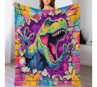 YVASPQRTW Lavable en Machine Style Faune Préhistorique Forêt Nature Couverture en Flanelle, Vision de Dinosaurier Puissant Plaid en Peluche pour Chambre, 50x60inch(127x152cm)
