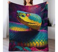 YVASPQRTW Lavable en Machine Thème Art Abstrait Reptile Surréaliste Couverture en Polaire, Vision Serpent Néon Jeté De Canapé Épais Et Chaud Salon, 50x60inch(127x152cm)