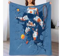YVASPQRTW Légère Illustration Explosion Cosmique Galaxie Couverture en Flanelle, Casque d'Astronaute Abstrait Plaid Doux Idée Cadeau Voyage Camping, 50x60inch(127x152cm)