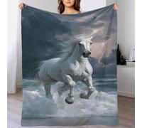 YVASPQRTW Motif Moderne Éclairs Vagues Océan Tempête Couverture en Polaire Douce, Cheval sous Tempête Lumineuse Jeté De Lit Peluche Salon Maison, 40x50inch(100x130cm)