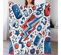 YVASPQRTW Motif Moderne Tempête Énergie Impact Nature Couverture en Polaire Douce, Action Ciel Électrique Jeté De Lit Peluche Salon Maison, 80x90inch(200x230cm)