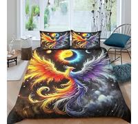 YVASPQRTW Parure De Lit 3D Imprimée Phoenix Luxueuse Mythologie du feu Microfibre Douce Et Confortable avec Fermeture Éclair Housse De Couette Taie d'oreiller Double（200x200cm）