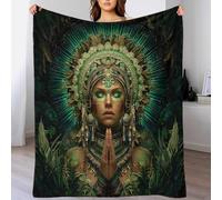 YVASPQRTW Vision de Déesse de la Terre Couverture Légère en Micro-Polaire, Plaid De Salon Confortable Style Portrait Esprit Botanique Fantaisie pour Lit, 50x60inch(127x152cm)