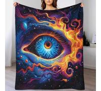YVASPQRTW Vision Enflammée Brûlante Couverture en Micro-Polaire, Plaid Voyage Camping Lavable Motif Feu Tourbillonnant Éruption Solaire pour Canapé, 60x80inch(150x200cm)
