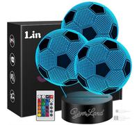 YverLand Lampe LED colorée 3D 3 Ballons de football Cadeaux de football originaux pour enfants de 5 à 10 ans Lampe de chevet Articles de football pour enfants Piles Câble USB Effrayant