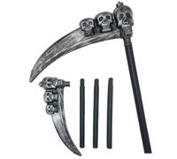 Yvocuyn 2 pièces Halloween Accessoire Faucheuse Faux Argent | Assemblage rapide en spirale, construction en plastique léger, conception de tête de fantôme vintage, pour les événements