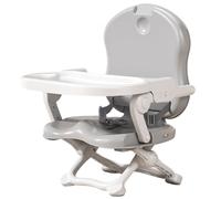 Yvocuyn Chaise Haute Portable, siège rehausseur de Voyage réglable avec Double Plateaux, Gris