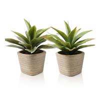 YVONNEYI 2 Pièces Plantes Artificielles Interieur pour Decoration Maison | Agave Artificiel en Pot Rustique pour Chambre Salon Salle de Bain Bureau Cuisine Table | sans Entretien | Réalistes