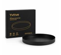 Yvttve Plateau Rond Noir en Métal, Plateau de Service en Acier Inoxydable Bijoux et Organiseur/Bougie Assiette Plateaux Décoratif (Noir, Ø 25 cm)