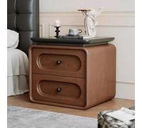 YVYKFZD Table de Chevet avec 2 tiroirs, Table de Nuit en Bois, Table d'appoint de canapé en Cuir Minimaliste, Table Chevet créatives, Aucune Installation requise(Black+Walnut,50cm/19.6")
