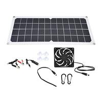 YWBL-WH 10W Panneau Solaire Portable Kit avec Double Ventilateur USB | Module de charge photovoltaïque pour appareils, cellule monocristalline, ventilation à clipser, support de montage à ventouse