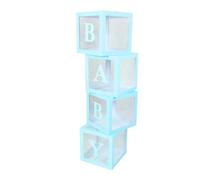 YWBL-WH Boîte à Ballons Transparente 4 Pièces, Boîte de Décoration de Cadeau de Ballon en Papier avec Lettres pour Proposition et Réception-cadeau pour bébé (BLUE)